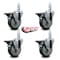 Service Caster 4'' Gray Poly Wheel Swivel 7/8'' Square Stem Caster Set with Brake, 4PK SCC-SQ20S414-PPUB-GRY-PLB-78-4 - alternate 2